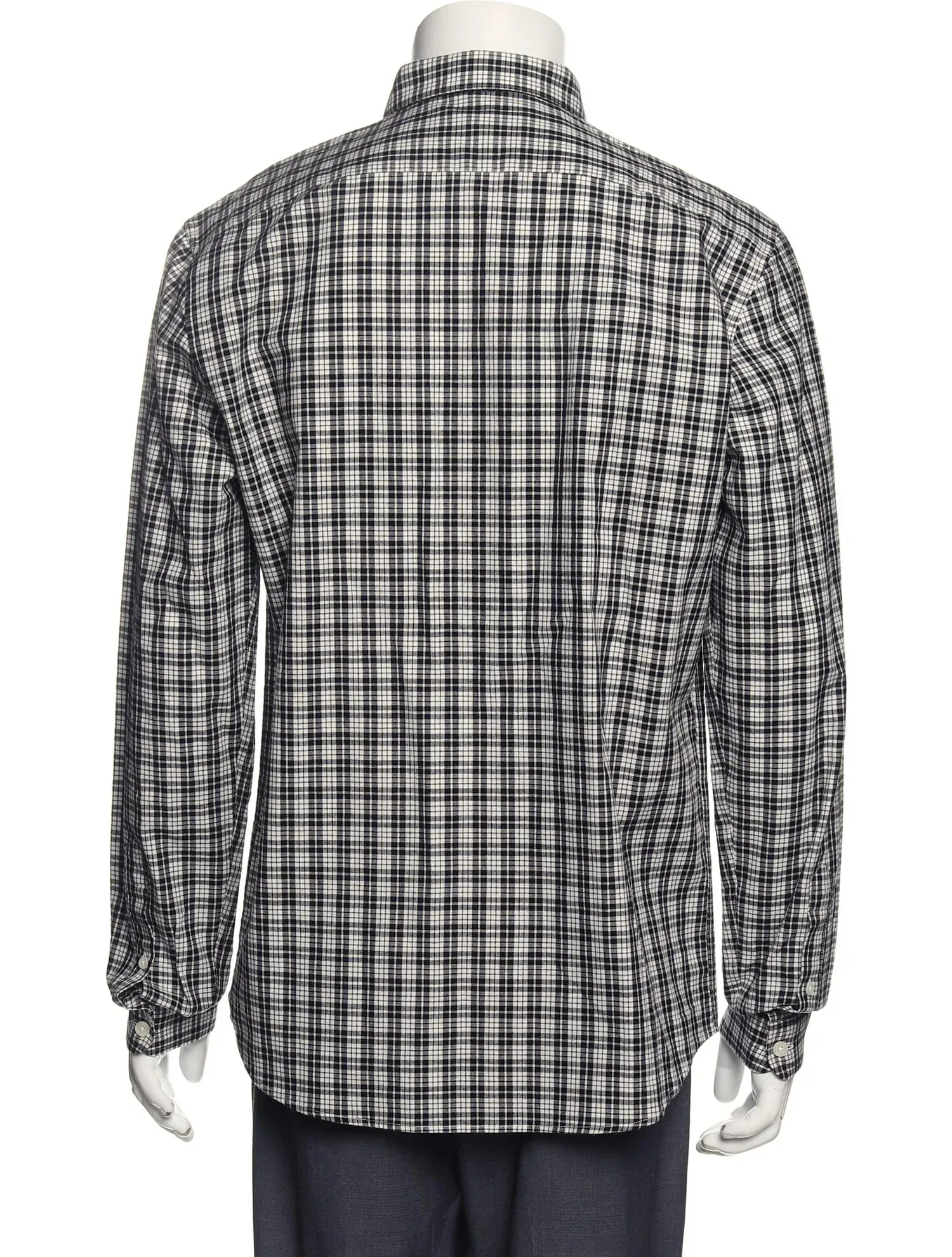 AMI Alexandre Mattiussi Black Plaid Long Sleeve Button Up Shirt With Front Pocket