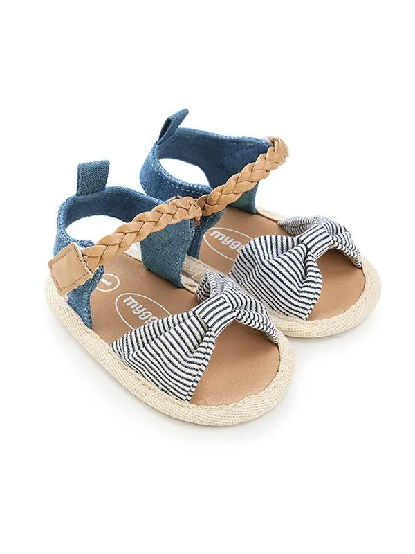 Baby Girls Bow-knot Pattern Cloth Sole Sandals