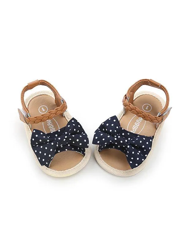 Baby Girls Bow-knot Pattern Cloth Sole Sandals
