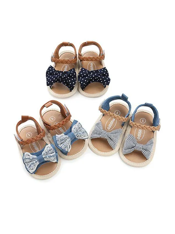 Baby Girls Bow-knot Pattern Cloth Sole Sandals