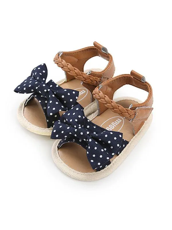 Baby Girls Bow-knot Pattern Cloth Sole Sandals