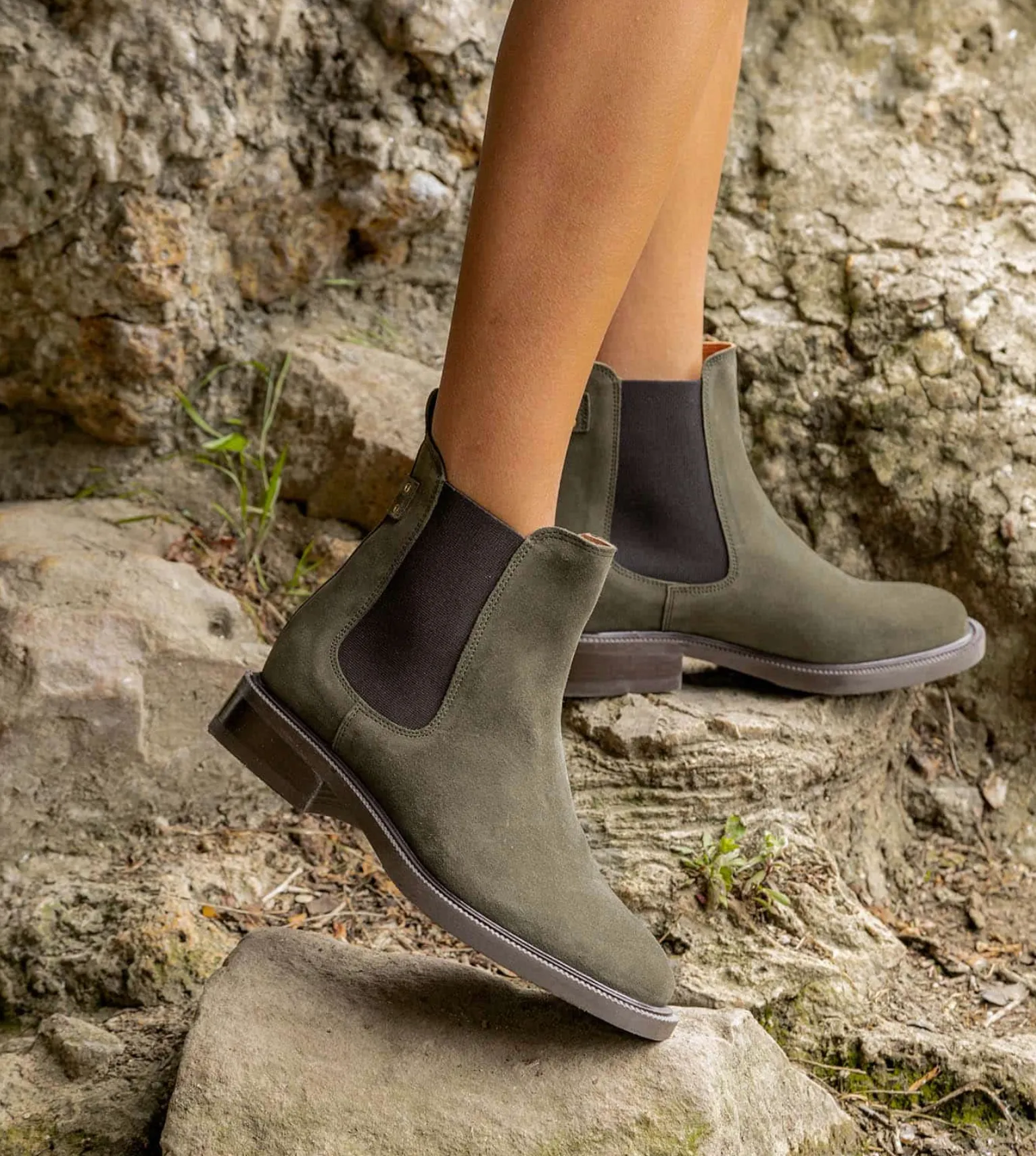 Maison Toufet Maxime Khaki Suede Chelsea Boots
