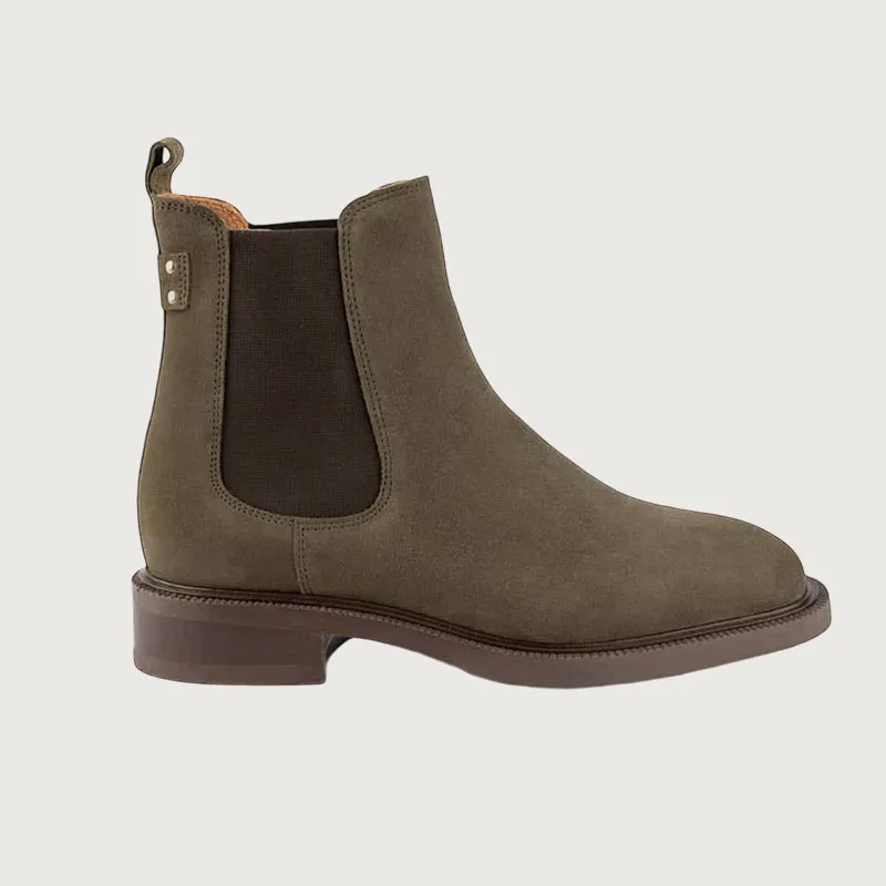 Maison Toufet Maxime Khaki Suede Chelsea Boots