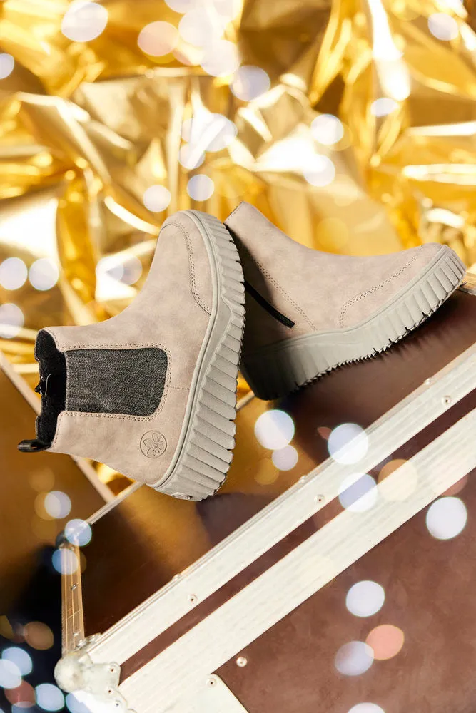Rieker Chunky Chelsea Boot Pull On Boots Grey Suede N2553-40 sale