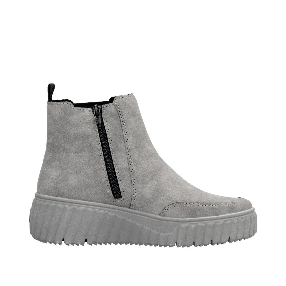 Rieker Chunky Chelsea Boot Pull On Boots Grey Suede N2553-40 sale