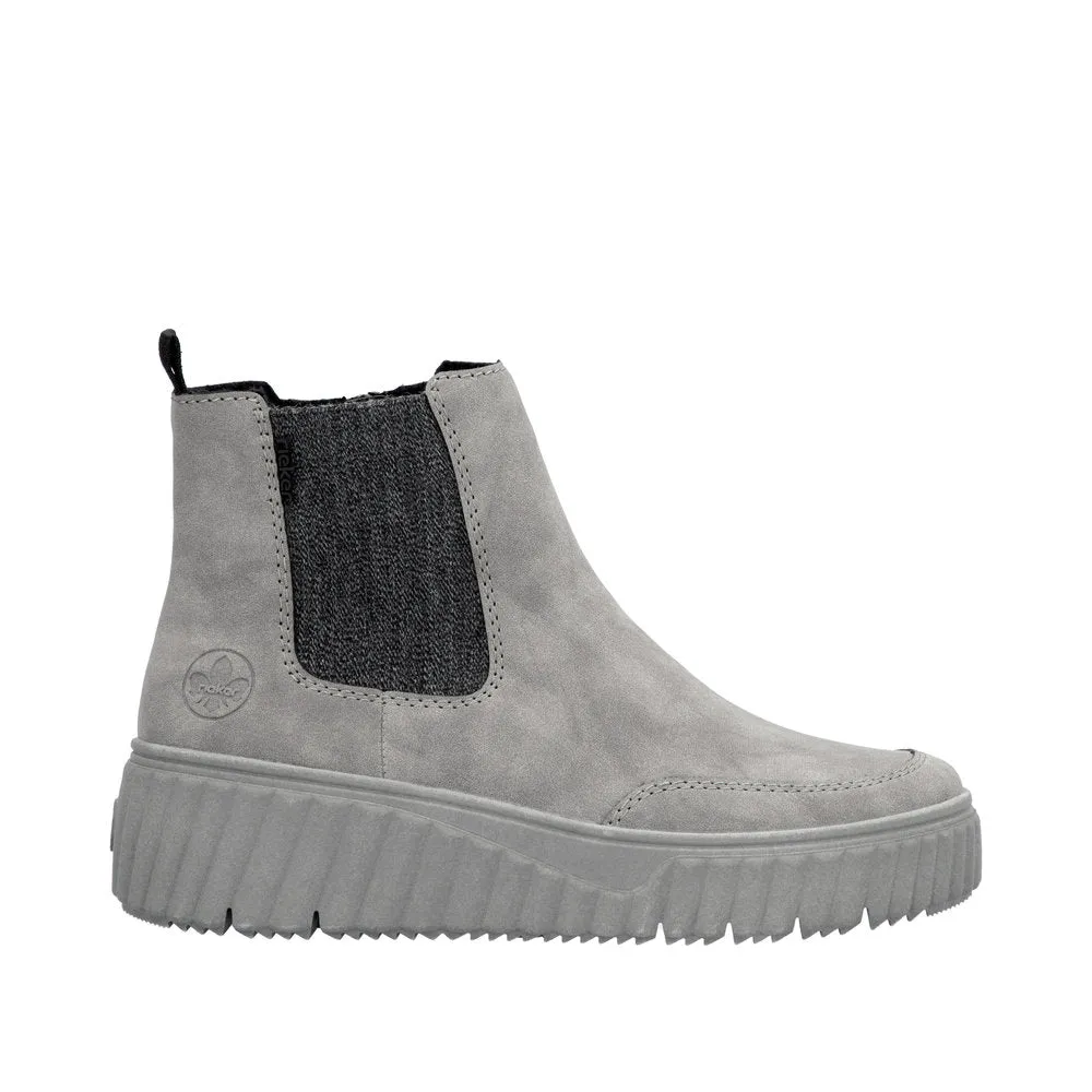 Rieker Chunky Chelsea Boot Pull On Boots Grey Suede N2553-40 sale
