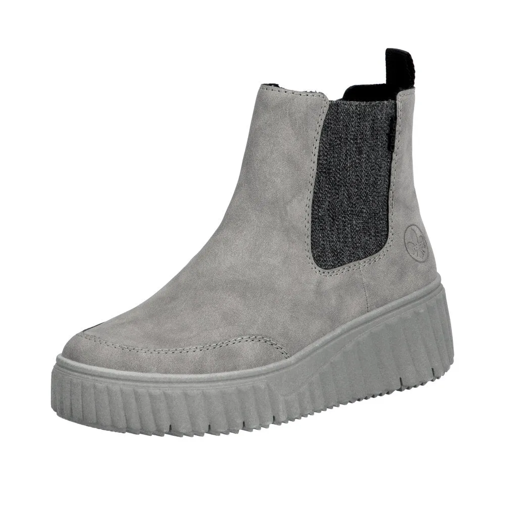 Rieker Chunky Chelsea Boot Pull On Boots Grey Suede N2553-40 sale