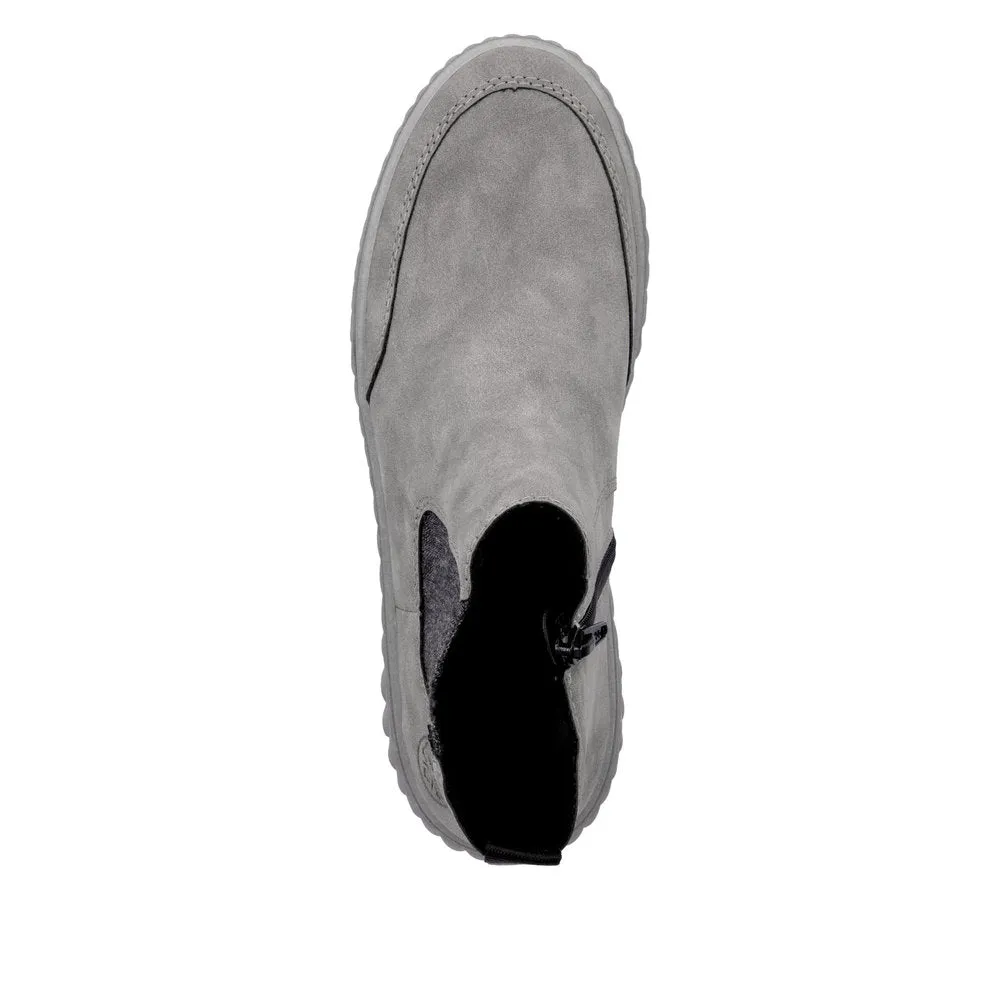 Rieker Chunky Chelsea Boot Pull On Boots Grey Suede N2553-40 sale
