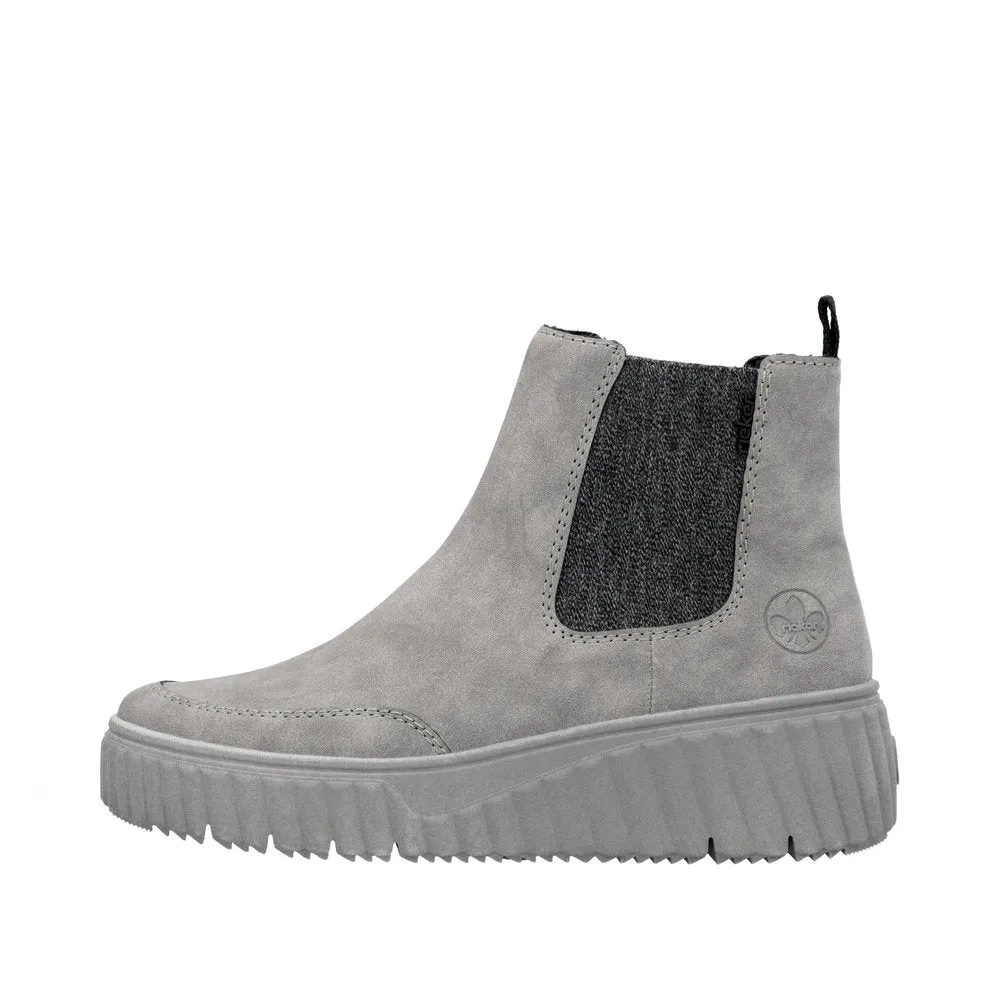 Rieker Chunky Chelsea Boot Pull On Boots Grey Suede N2553-40 sale