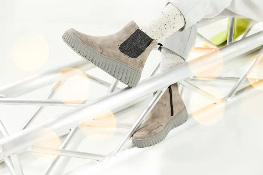 Rieker Chunky Chelsea Boot Pull On Boots Grey Suede N2553-40 sale