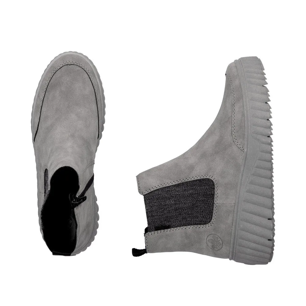 Rieker Chunky Chelsea Boot Pull On Boots Grey Suede N2553-40 sale