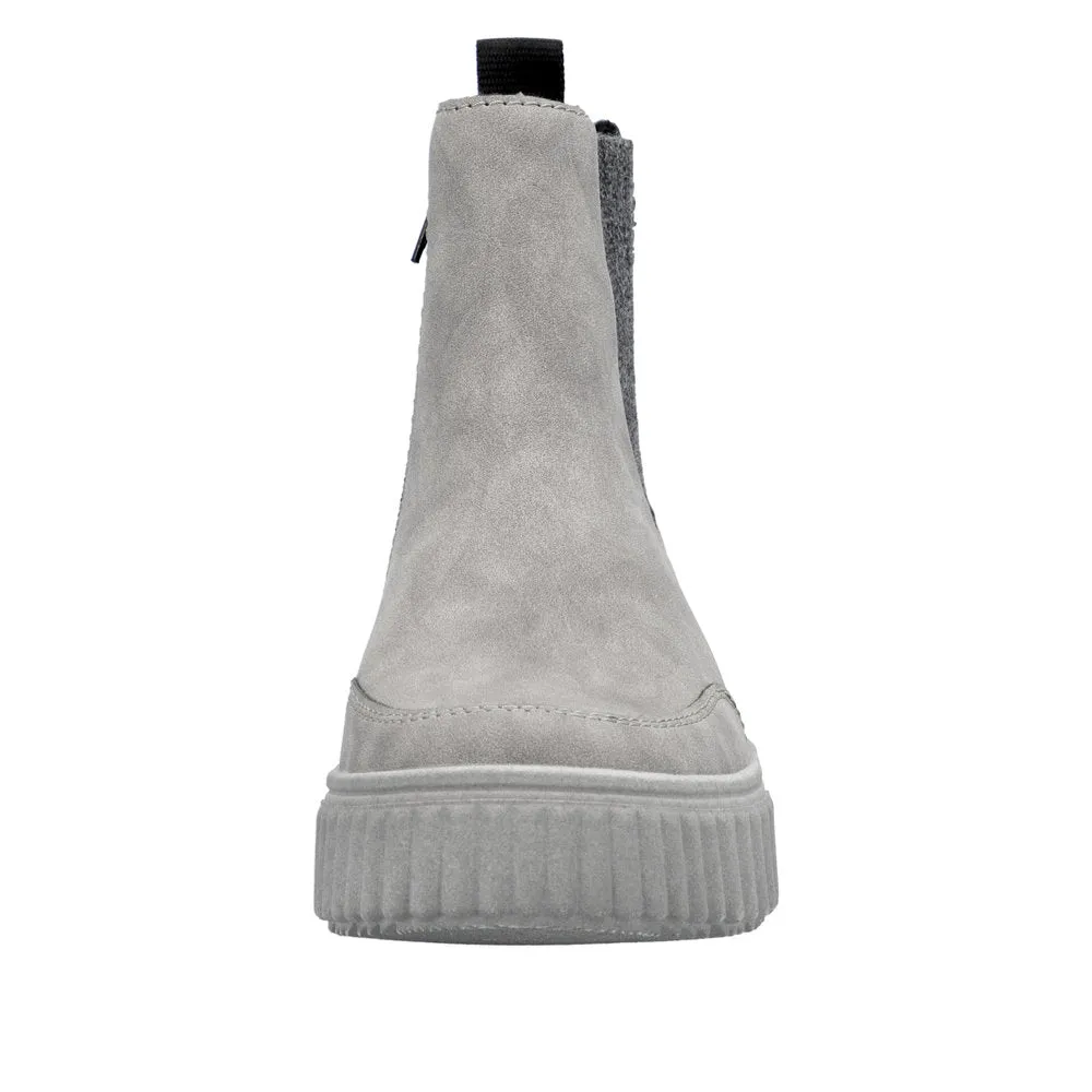 Rieker Chunky Chelsea Boot Pull On Boots Grey Suede N2553-40 sale