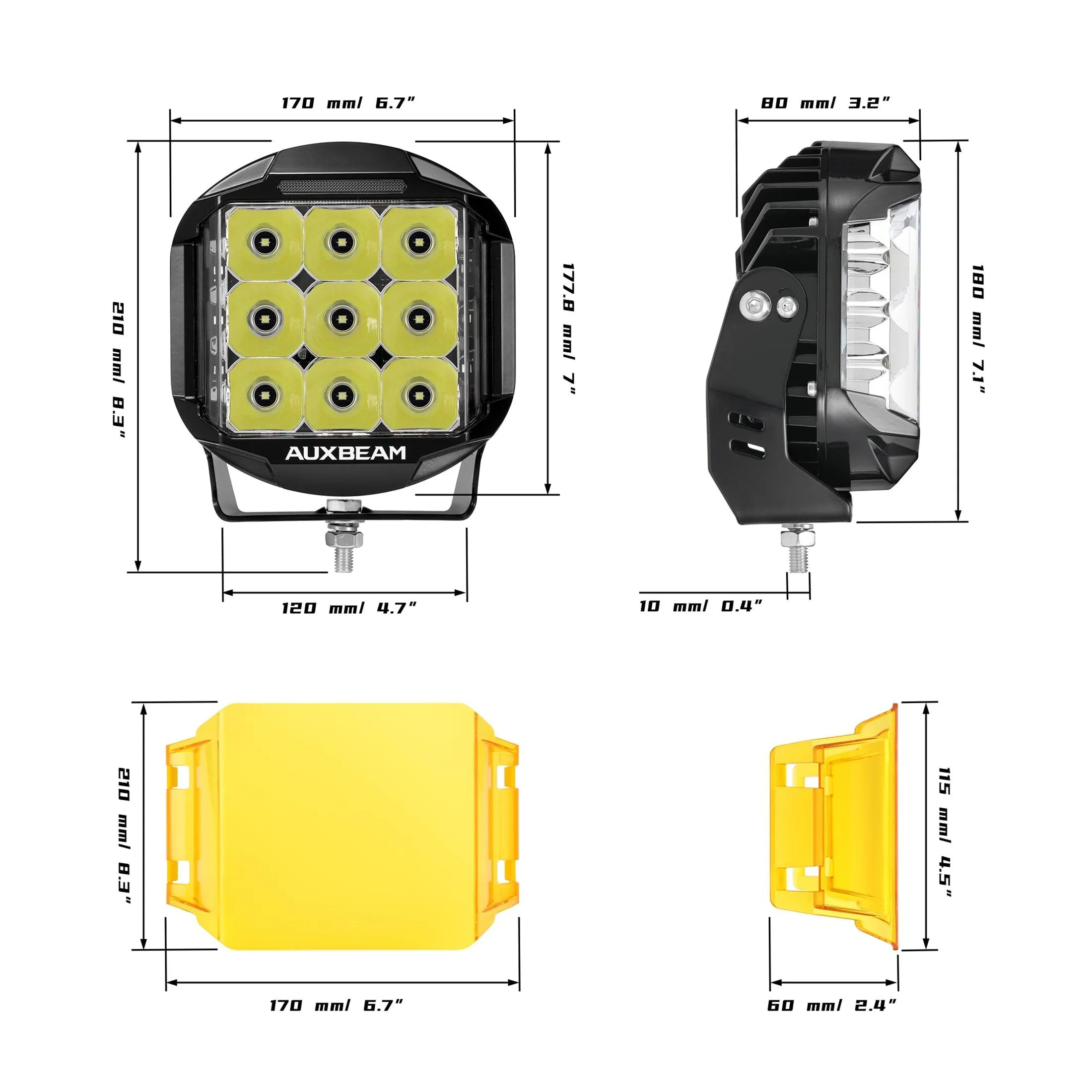 V-MAX Series | 7 Inch 228W 26100LM Combo Beam Side Shooter LED Round Driving Lights with Amber DRL&Backlight