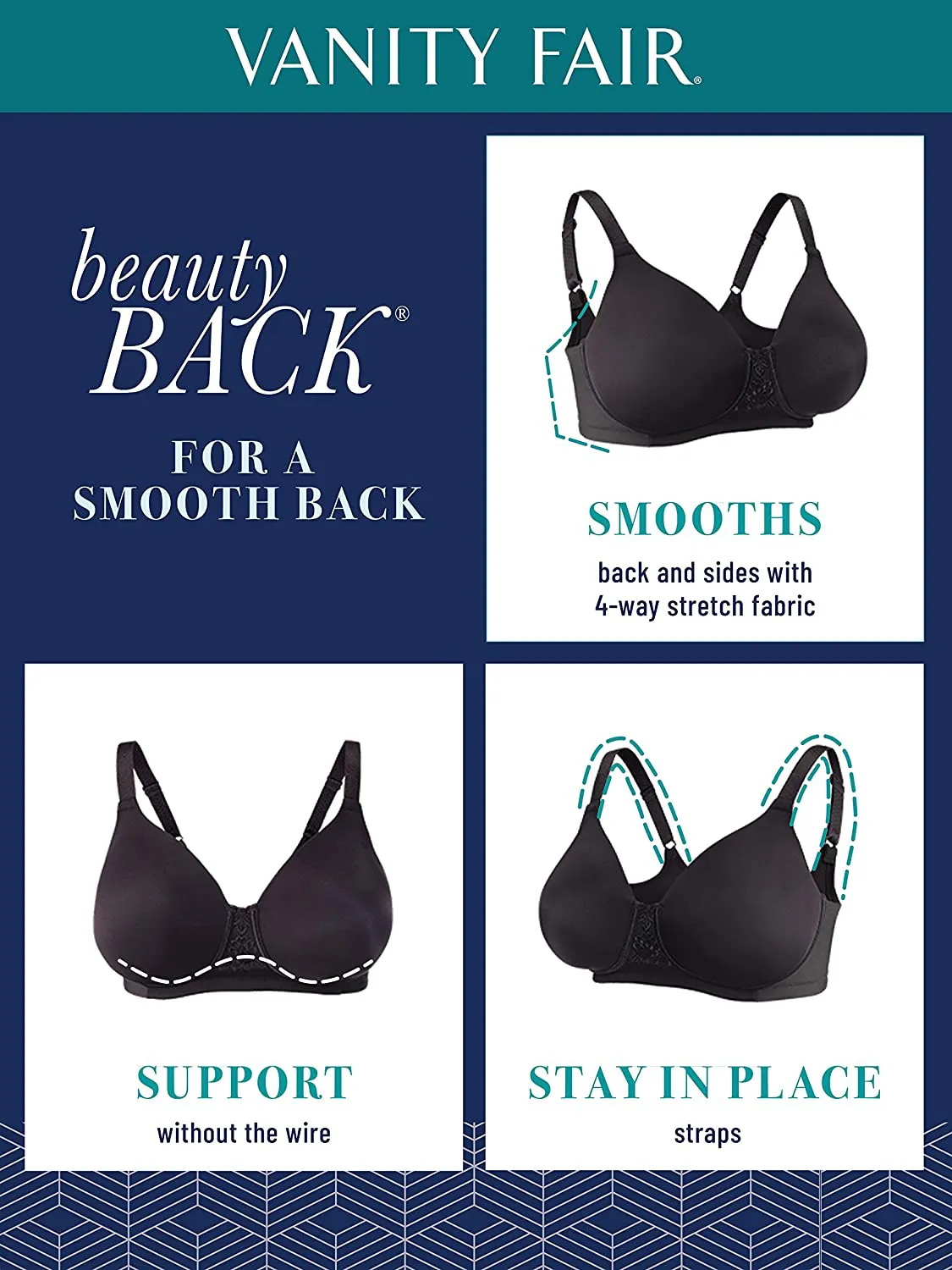Vanity Fair Women's Full Figure Beauty Back Smoothing Bra