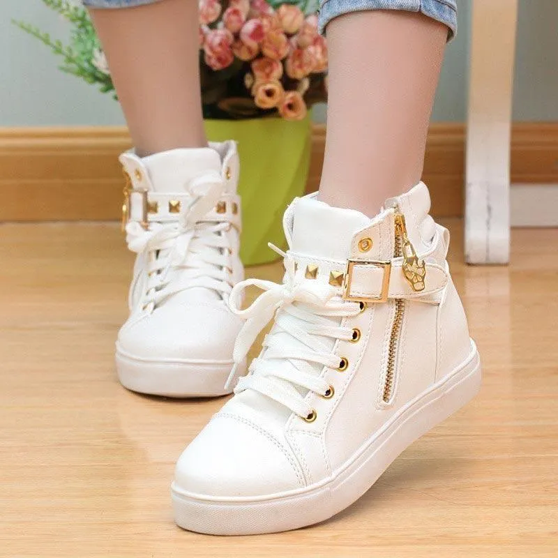 Women's Casual Shoes White Solid Tennis Fashion Sneakers YHH!S0322